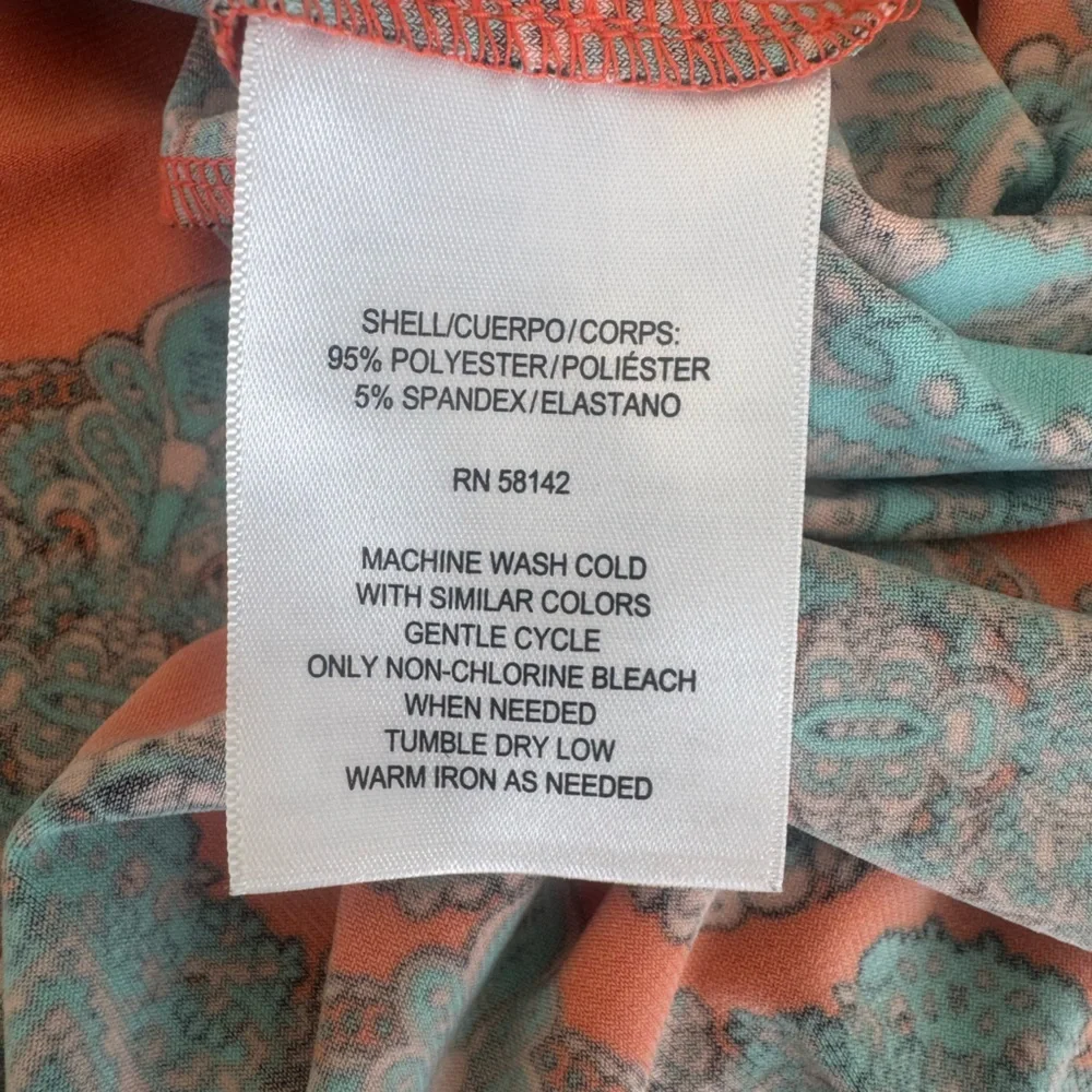 London Times Size 12 Medallion Sleeveless Halter Maxi Dress Orange and Blue NWOT